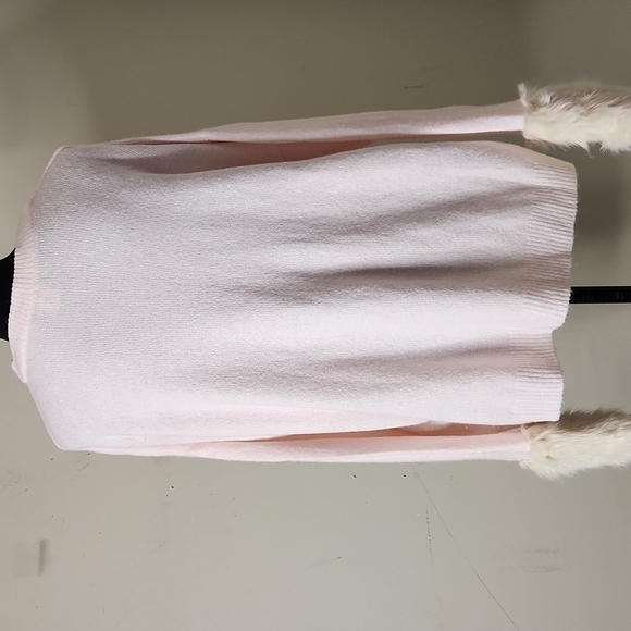 Pink sequin  fuzzy knit faux fur crewneck barbiecore Christmas sweater size xl - Picture 4 of 7